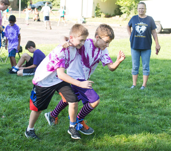 5th graders attempting the 3 legged race.