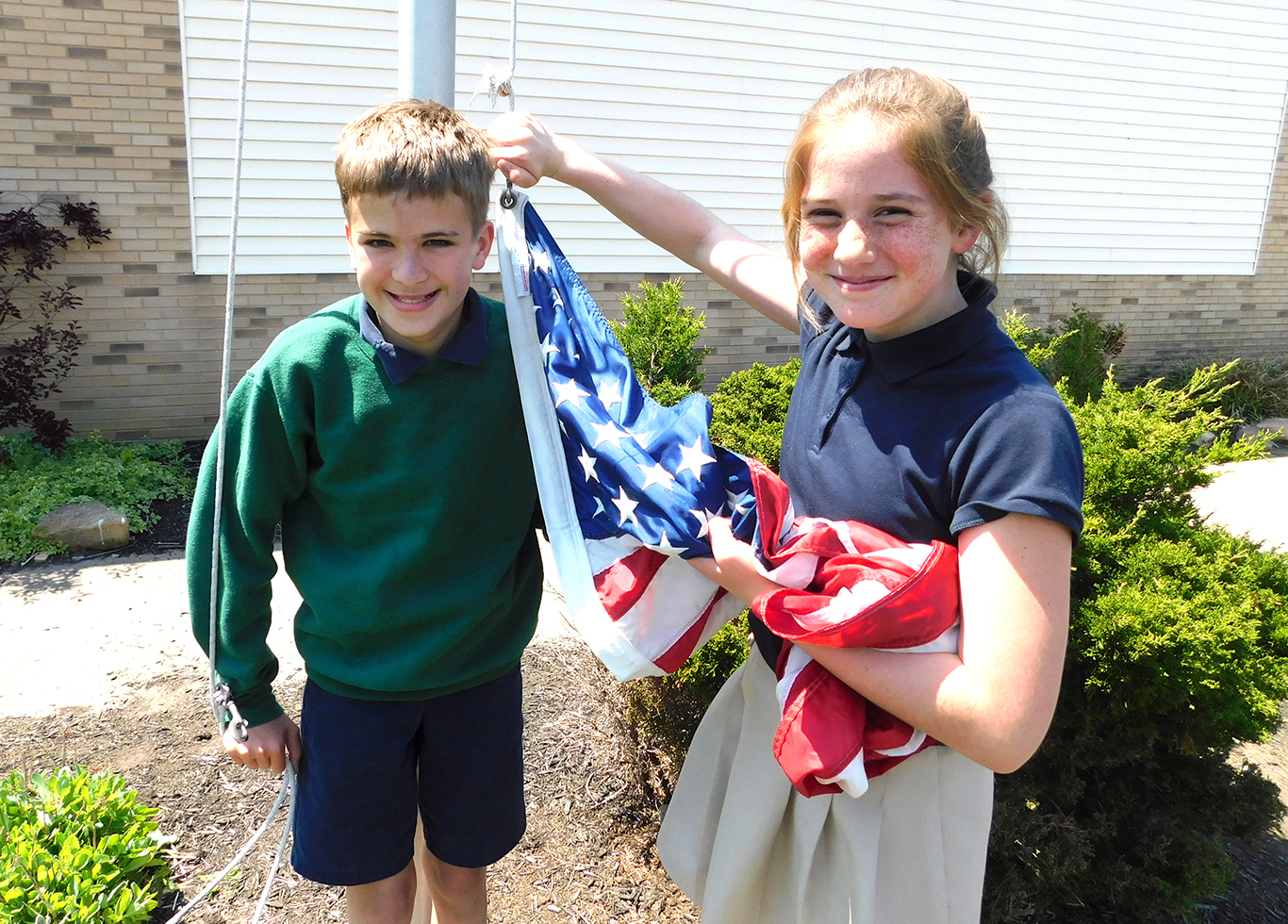 Sixth Graders on Flag Duty